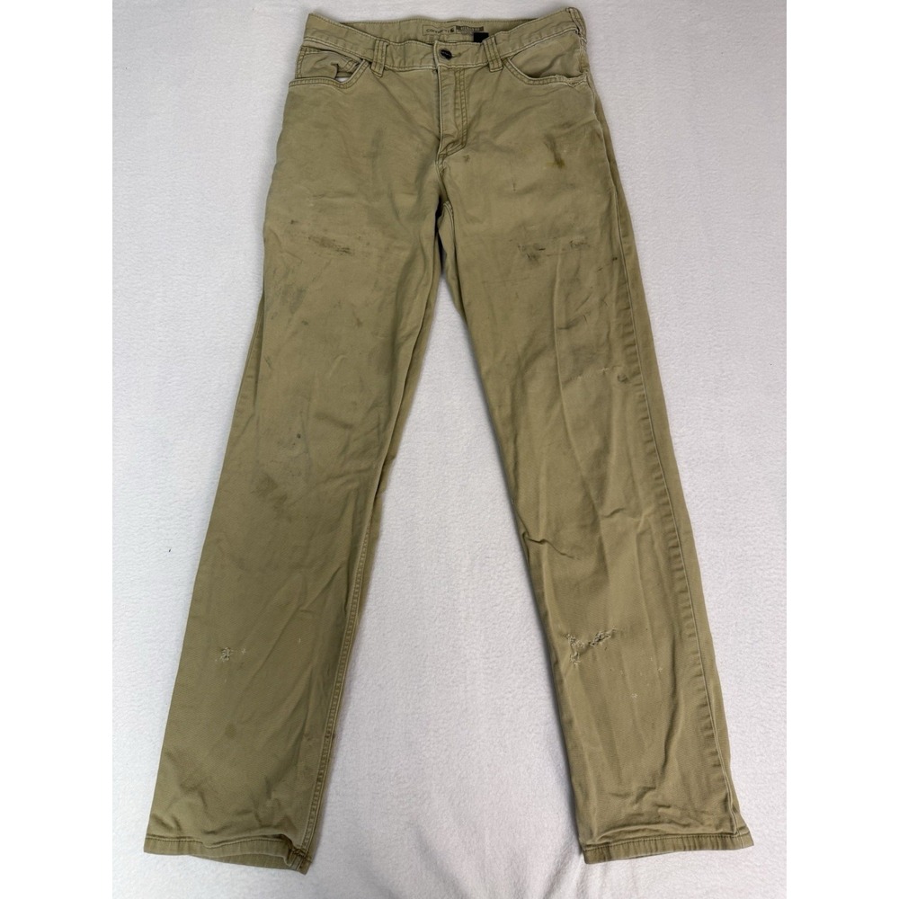 Carhartt Relaxed Fit Mens Pants 30x32 Khaki Tan Canvas Workwear DISTRESSED